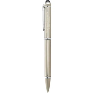 Cutter & Buck (r) - Brass Ballpoint Stylus Pen With Intricate Cross-cross Cut Detailing On Lower Barrel