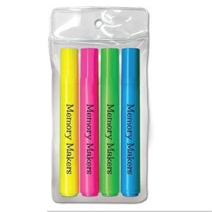 Brite Spots (r) - Four Pack Of Chisel Tip Broadline Highlighters In A Plastic Pouch