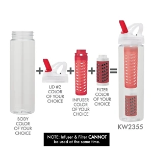 25 Oz. Sports Water Bottle Made From Pet; Flip Spout, Infuser & Filter. Bpa Free