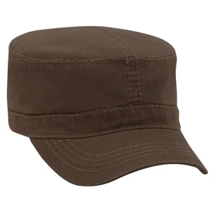 Superior Garment Washed Cotton Twill Military Style Cap With Heavy Stitching. Blank