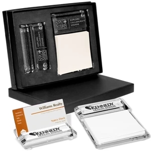 Barclay Leeman New York Collection - Glass Gift Set Includes Business Card Holder And Message Pad Holder