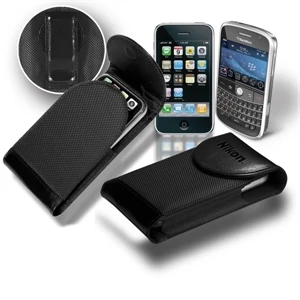 Manhasset Leeman New York Collection - Smart Phone Holder Made Ballistic Nylon With Rich Cowhide Trim