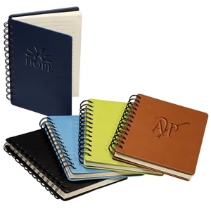 Leeman New York Collection Tuscany - Writing Journal With Soft Faux Leather Cover And Black Metal Spiral Binding
