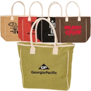 Eco-responsible (tm) Seville - Jute And Cotton Tote Bag With Large Zippered Main Compartment