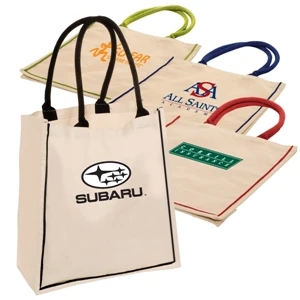 Eco-responsible (tm) Nantucket - 10 Oz. Cotton Canvas Tote With Contrast Piping And Padded Cotton Handles