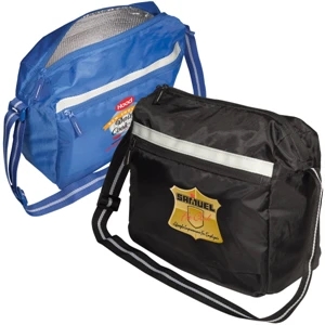 420d Polyester Messenger Cooler Bag With Zippered Top Closure And Front Pocket