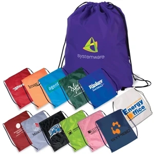 String-a-sling - 210 Denier Polyester Backpack With String Shoulder Straps On Backpack Loop
