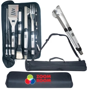Bbq Master Logotec - Barbecue Master Grill Set Includes Spatula, Fork, Brush, Tongs, Skewers, And More