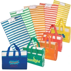 San Tropez Logotec - Tubular Polypropylene Beach Mat, Includes Inflatable Pillow And Beach Mat