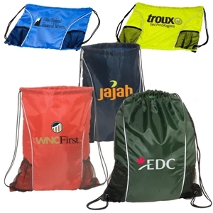 String-a-sling Sportsman - Backpack With Two Mesh Side Pockets, Elastic Edging, And String Shoulder Straps