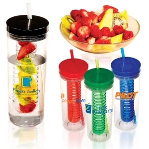 Thirstinator Sipper - 20 Oz. Single-wall San Acrylic Tumbler With Infuser And Polypropylene Straw