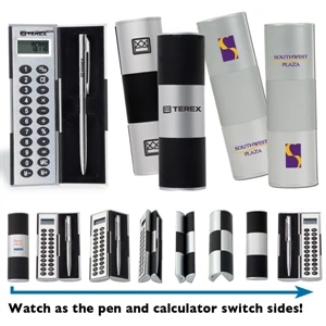 Illusion Series (tm) - Unique Patented Calculator And Pen Set With No Hinge