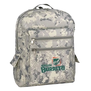 600 Denier Polyester Camo Backpack With Heavy Vinyl Backing, 12" X 16" X 5"