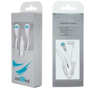 Earbuds With Microphone In Clear Presentation Box, 4cp Sleeve With Imprint On Front