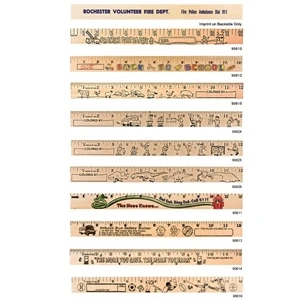 Fire Safety - 12" Natural Wood Finish Ruler. Measures 5/32" X 1 1/8" X 12"