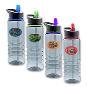 Tri - 26 Oz. Single Wall Bottle With Lift Up Mouth Piece And Built In Straw