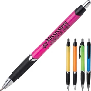 Sunbury Designer Series - Plastic Plunger-action Retractable Ballpoint. Bright Neon-colored Body