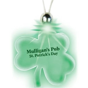 Lucky Charm - Amber - Shamrock - Lighted Charm Necklace With Breakaway Clasp