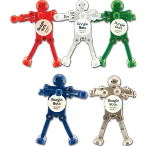 Boogie Bot Shaker - Silver - Wind Up Dancing Robot With Spinning Logo Disc