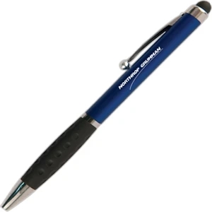 Blue - Ballpoint Pen With Rubberized Stylus Tip That Navigates Phone Face Smudge-free