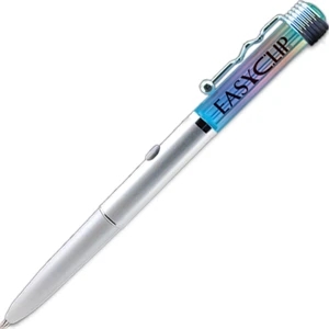 Straight Barrel - Multicolor Led Lighted Logo Pen With Brass Lower Barrel