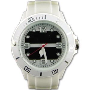 White - Solar Analog Wrist Watch, Rubberized Band, Stainless Steel Back, Quartz Movement