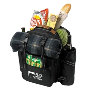 The Ultimate - Deluxe Picnic Set With Fleece Blanket And Place Setting For 4 People