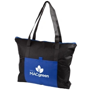 The Beverly Hills - Fashionable Color Matching Zipper And Front Pocket Tote Bag