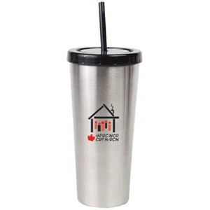 The Diner - 16 Oz Double Wall Stainless Steel Tumbler With Twist On Lid And Translucent Straw