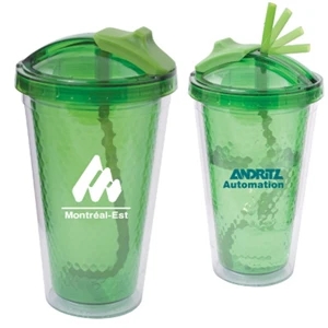 The Honeycomb - 16 Oz Double Walled Acrylic Tumbler With Easy-flip Retractable Silicone Straw