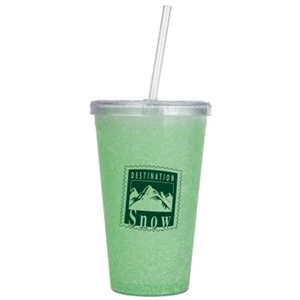 The Chiller - 16 Oz Acrylic Cold Beverage Bottle With Seal-tight Acrylic Lid And Straw