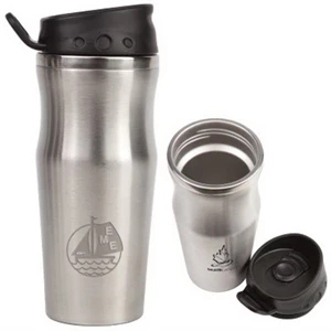 The Effective - 16 Oz Double Walled Stainless Steel Travel Cup With Non-spill Sliding Spout Closure