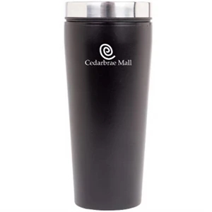 The Matinee - Matte Black - 14 Oz Double Wall Tumbler With Non-spill Twist On Lid And Plastic Liner