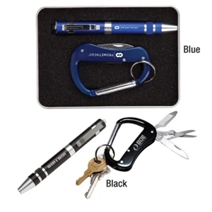 The Pro Pen;the Reconstruct;the Savvy - Black - Compact And Practical Tools In An Aluminum Tin