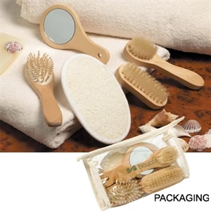 The Relaxation - Five Piece Luxury Spa Kit, Features Loofa Scrubber, Massage Brush And More