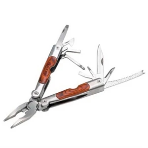 The Woodsman - Stainless Steel 18 Function Tool With Wooden Handles Includes Pliers