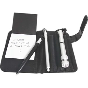 Autobahn - Simulated Leather Auto Kit With A Pan, Flashlight, Tire Gauge And A Jotter Pad