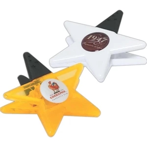 White - Jumbo Star Memo Clip With A Spring Loaded Hinge And Comfortable Rubber Grip