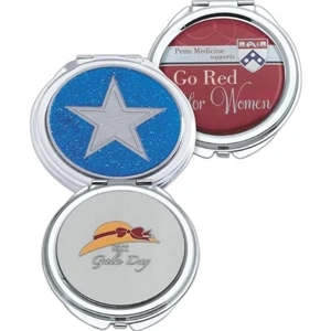 Four Color Process - Compact With Standard And 2 X Magnifying Mirror Inside. Epoxy Photo Dome