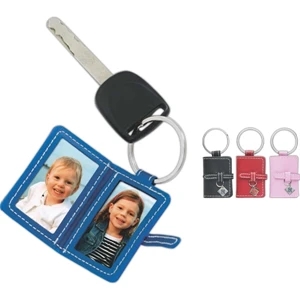 Printed - Leather Keyfob With Fold-over Leather Frame And Photo Interior