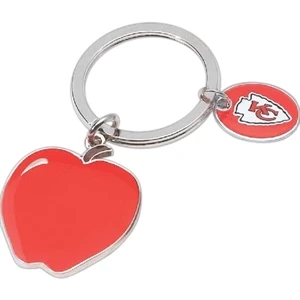 Full Color Process - High Polished Nickel Finish Apple Shape Key Tag With Oval Dangler