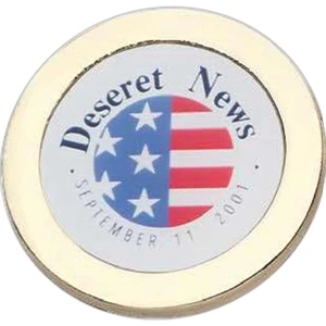 Photoart (tm) - Circle - Polished Framed Pin With Photo Insert And Epoxy Dome