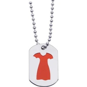 Etched Enamel Red Dress Stainless Steel Mini Dog Tag With 24" Ball Chain