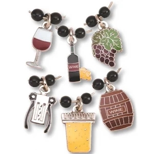 Patriotic Related Charms - Set Of 6 Stock Die Struck Enamel Wine Charm Set