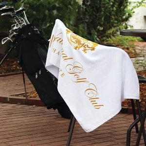 Caddy Towel - 3 Working Days - Printed - White Terry Velour Cotton Caddy Towel, 24" X 42"