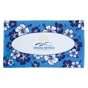 Hibiscus Collection - 7 Working Days - Stock Blue Hibiscus Design Fiber Reactive Beach Towel