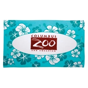 Hibiscus Collection - 7 Working Days - Stock Turquoise Hibiscus Design Fiber Reactive Beach Towel