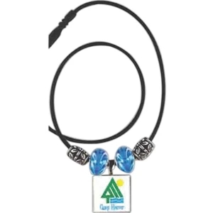 Lifetile (r) - Necklace With Decorative Maple Wood Tile, Beads And Flower Spacers