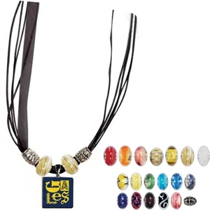 Lifetile (r) - Decorative Maple Wood Tile With Ribbon Necklace, Beads And Flower Spacers