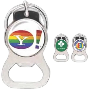 Bottle Opener Key Ring With Full Color Laminated Insert And Split Ring Attachment